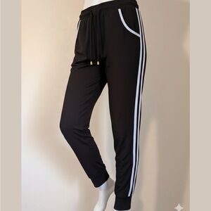 Go Moda Black Athletic Joggers - White Side Stripes - Size S/M
